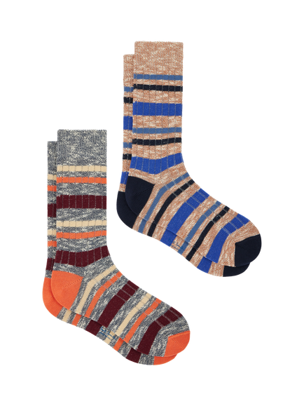 Paul Smith Stripe Cotton Blend Socks, Pack of 2, Multi, Multi