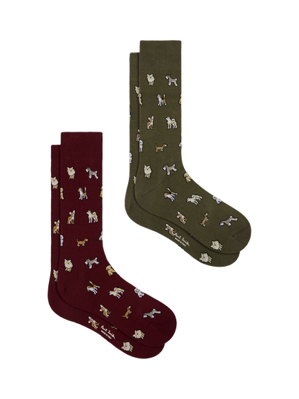 Paul Smith Dogs Cotton Blend Socks, Multi Multi, Multi Multi