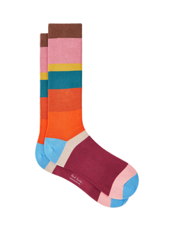 Paul Smith Stripe Cotton Blend Socks, Multi, Multi