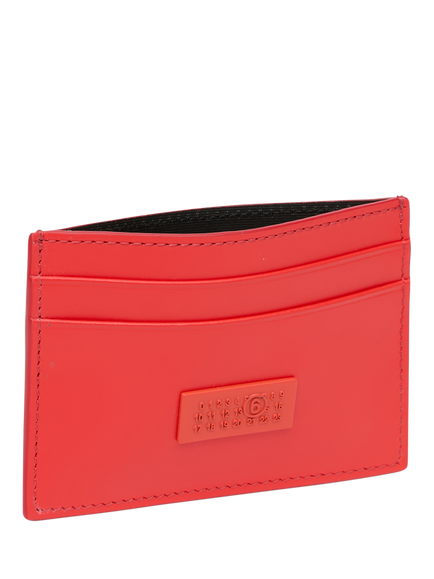 MM6 Maison Margiela Leather Compact Card Holder, Papaya - view 2, Orange