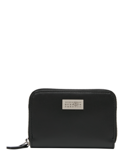 MM6 Maison Margiela Leather Zip Around Wallet, Black, Black