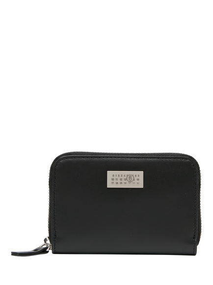 MM6 Maison Margiela Leather Zip Around Wallet, Black, Black