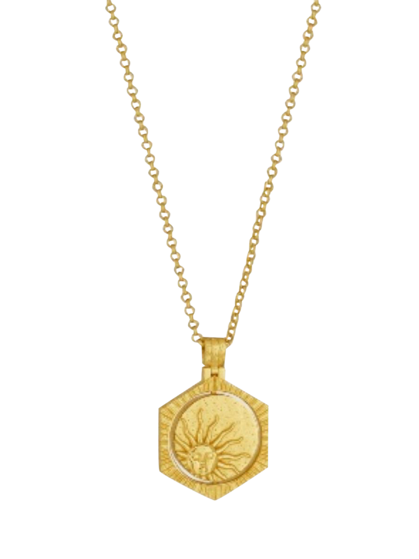 Product image 2 of 7, which shows Ottoman Hands Lapis Moon Rotating Pendant Necklace, Gold
