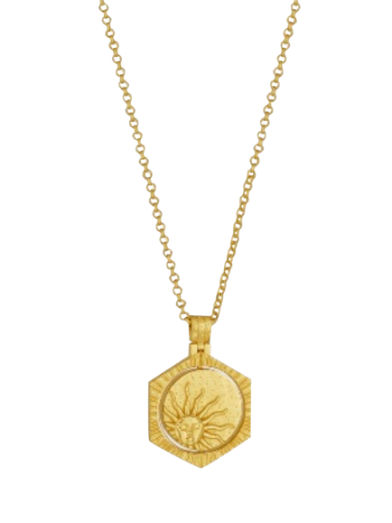 Ottoman Hands Lapis Moon Rotating Pendant Necklace, Gold - view 2, Gold