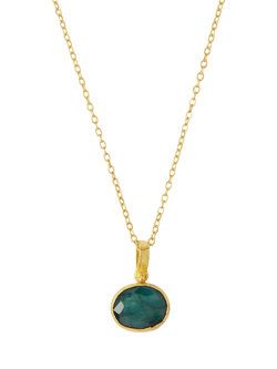 Ottoman Hands Siena Semi Precious Pendant Necklace, Gold/Emerald