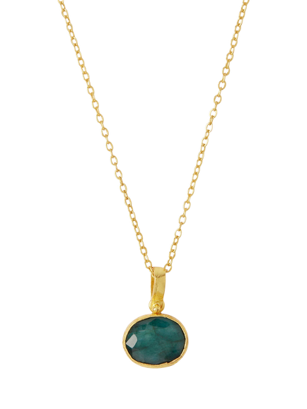 Ottoman Hands Siena Semi Precious Pendant Necklace, Gold/Emerald