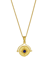 Ottoman Hands Lapis Star Rotating Pendant Necklace, Gold