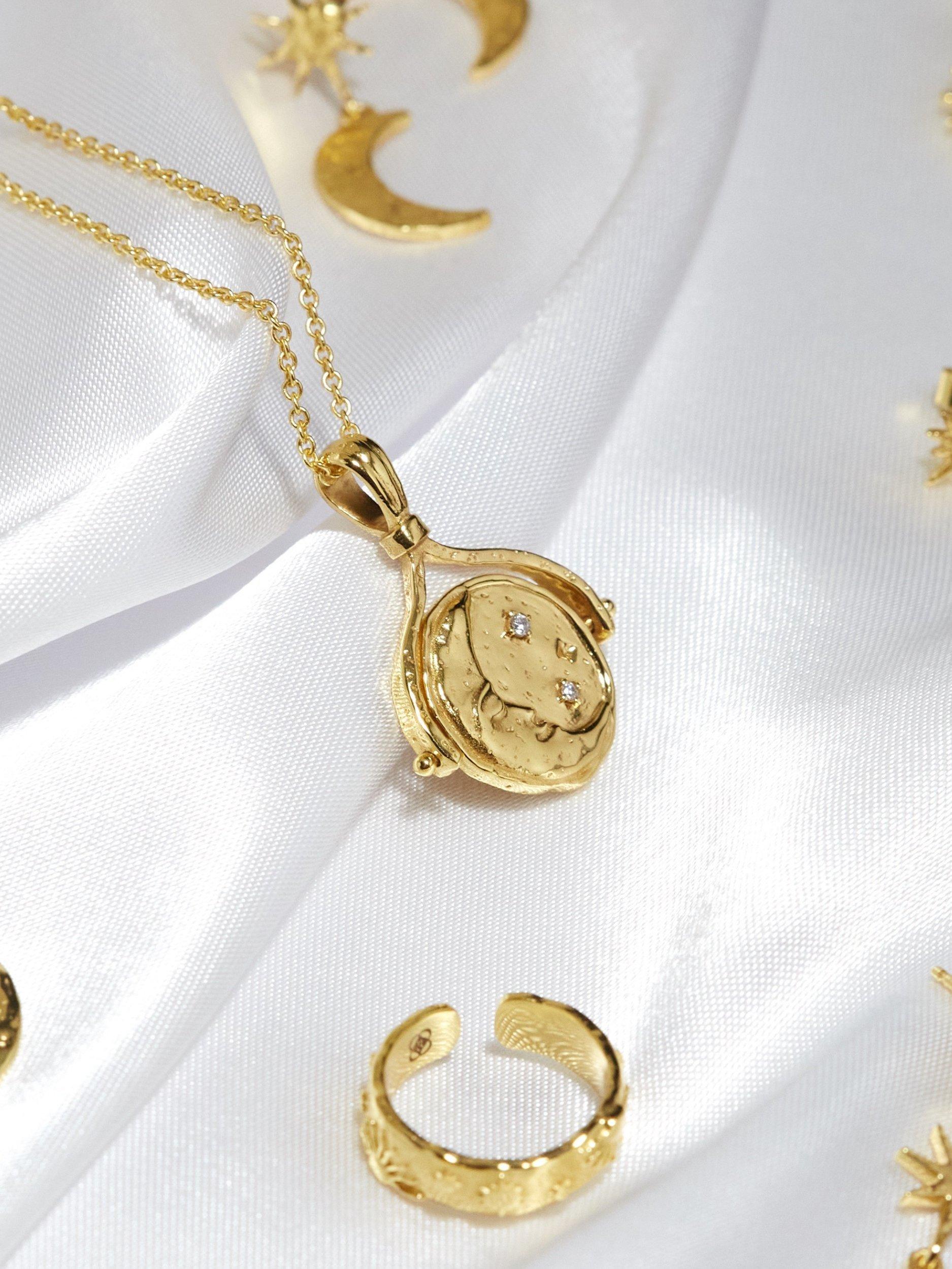 Product image 5 of 6, which shows Ottoman Hands Lapis Star Rotating Pendant Necklace, Gold