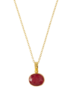 Ottoman Hands Siena Semi Precious Pendant Necklace, Gold/Ruby