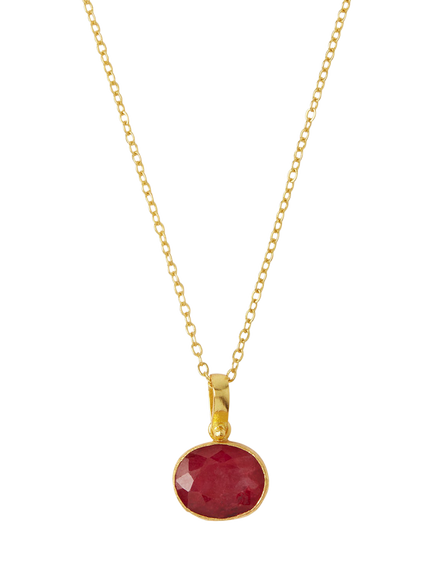 Ottoman Hands Siena Semi Precious Pendant Necklace, Gold/Ruby