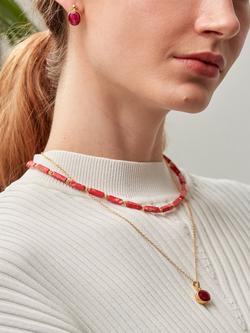 Ottoman Hands Siena Semi Precious Pendant Necklace - view 2, Gold/Ruby