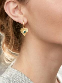 Ottoman Hands Heart Drop Charm Earrings - view 2, Gold/Green