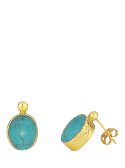Ottoman Hands Aurelia Turquoise Stud Earrings, Gold, Gold