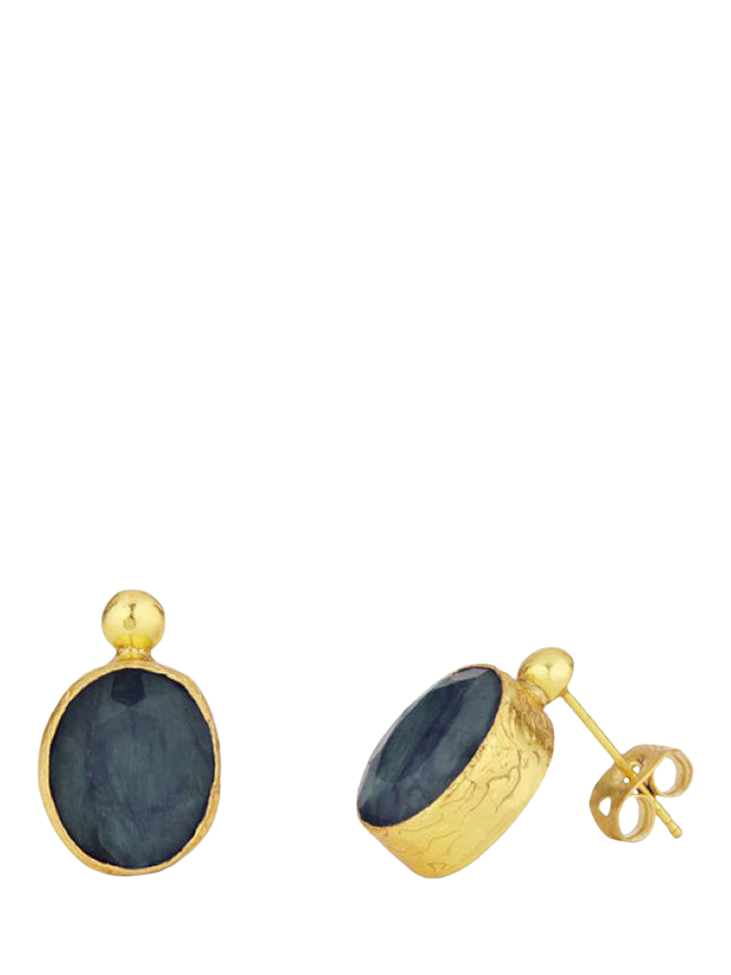 Product image 1 of 5, which shows Ottoman Hands Siena Labradorite Stud Earrings, Gold