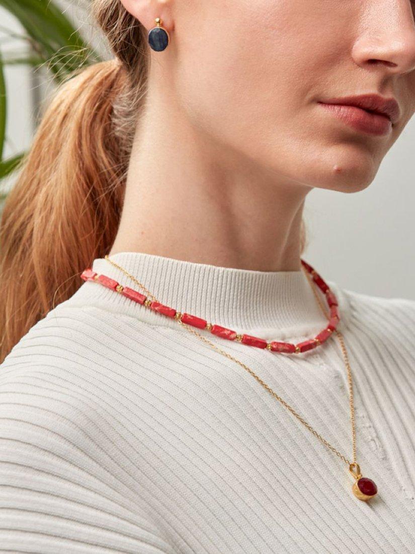 Product image 2 of 5, which shows Ottoman Hands Siena Labradorite Stud Earrings, Gold