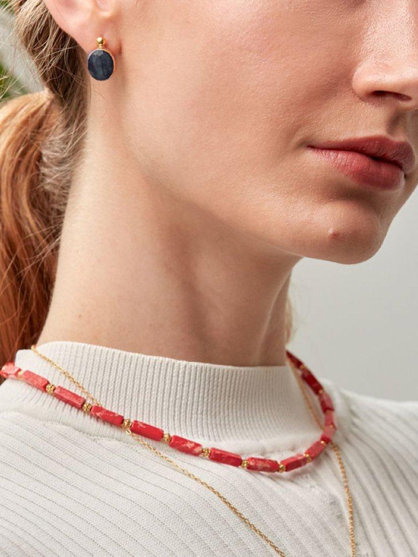 Product image 3 of 5, which shows Ottoman Hands Siena Labradorite Stud Earrings, Gold