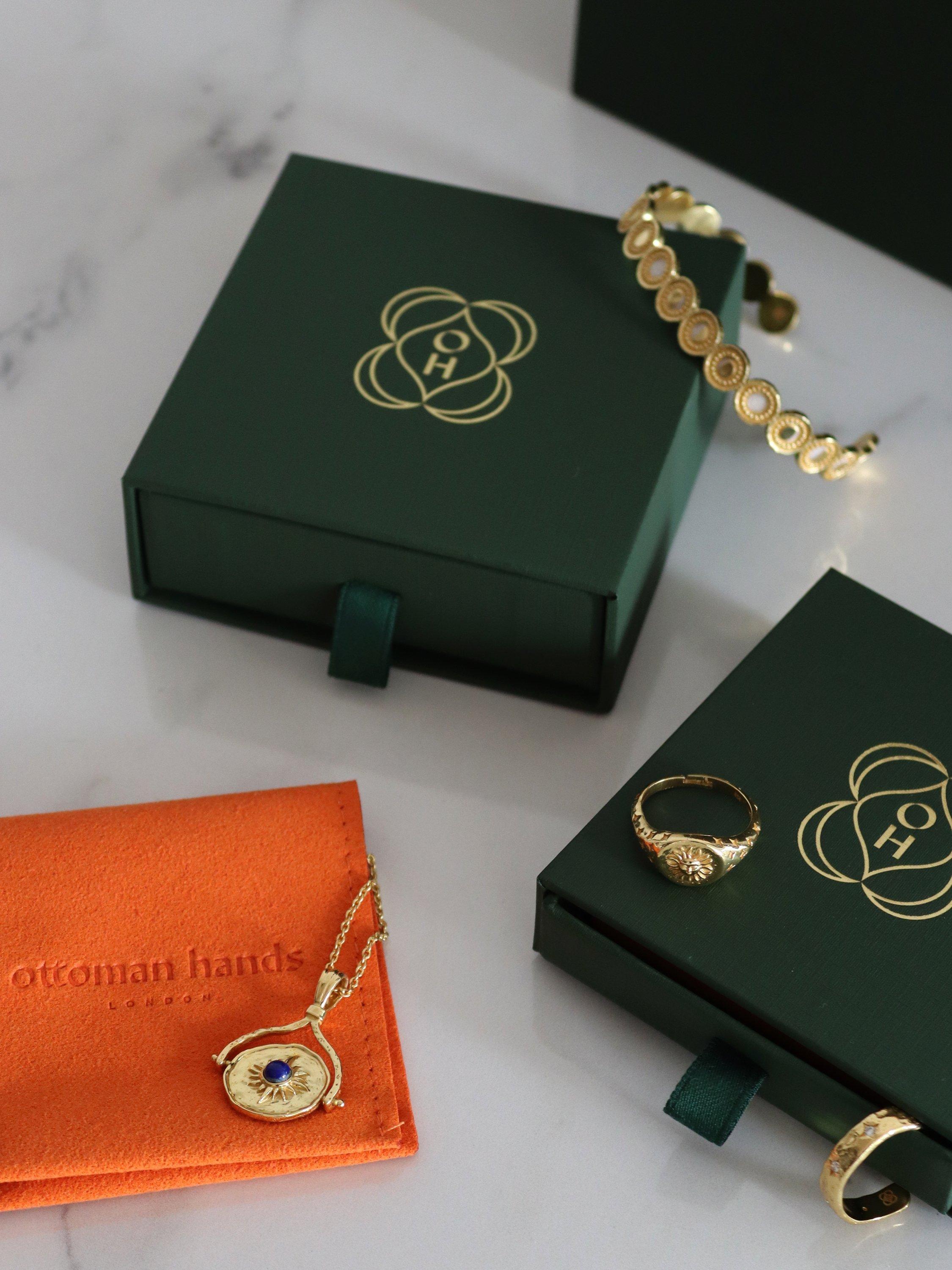 Product image 4 of 5, which shows Ottoman Hands Siena Labradorite Stud Earrings, Gold