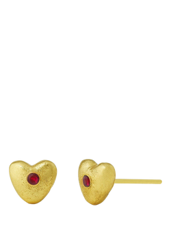 Ottoman Hands Marina Cubic Zirconia Heart Stud Earrings, Gold, Gold