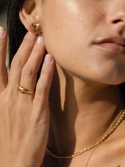 Ottoman Hands Marina Cubic Zirconia Heart Stud Earrings, Gold - view 2, Gold