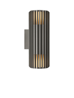 Nordlux Aludra Ribbed Outdoor Double Wall Light, Anthracite, Anthracite