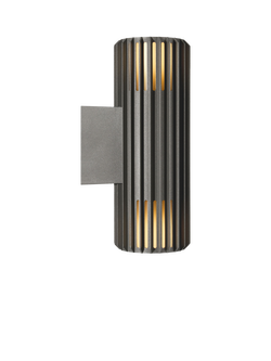 Nordlux Aludra Ribbed Outdoor Double Wall Light, Anthracite - view 2, Anthracite