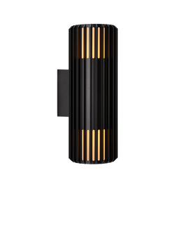 Nordlux Aludra Ribbed Outdoor Double Wall Light, Black, Black