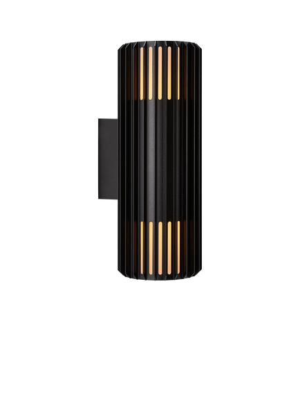 Nordlux Aludra Ribbed Outdoor Double Wall Light, Black, Black