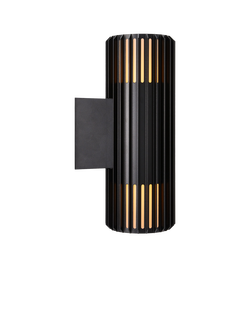 Nordlux Aludra Ribbed Outdoor Double Wall Light, Black - view 2, Black