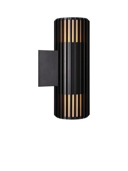 Nordlux Aludra Ribbed Outdoor Double Wall Light, Black - view 2, Black