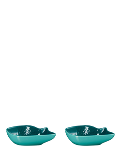 Le Creuset Stoneware Snapper Fish Dish, Set of 2, 12cm, Bleu Riviera, Bleu Riviera