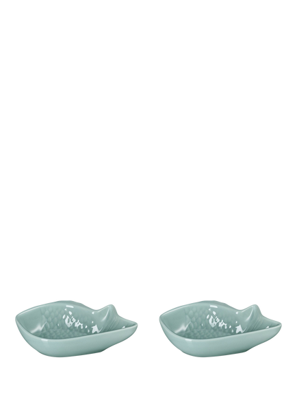 Le Creuset Stoneware Snapper Fish Dish, Set of 2, 12cm, Sea Salt - view 2, Sea Salt