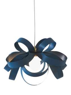 Tom Raffield Cove Skipper Small Pendant Ceiling Light, Chalk, Dia.46cm, Falmouth Blue, Falmouth Blue