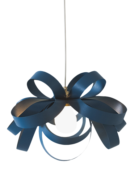 Tom Raffield Cove Skipper Small Pendant Ceiling Light, Dia.46cm, Falmouth Blue