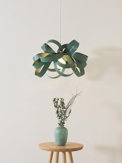 Tom Raffield Cove Skipper Small Pendant Ceiling Light, Dia.46cm, Sea Glass Green - view 2, Sea Glass Green