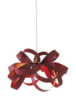 Tom Raffield Cove Skipper Small Pendant Ceiling Light, Dia.46cm, Ember Red, Ember Red