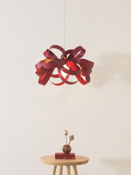 Tom Raffield Cove Skipper Small Pendant Ceiling Light, Dia.46cm - view 2, Ember Red