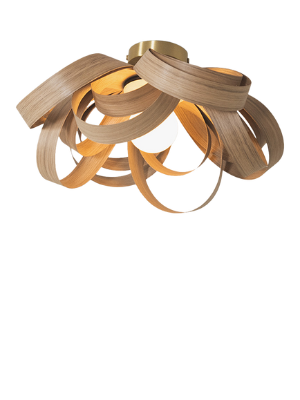 Tom Raffield Skipper Small Semi Flush Ceiling Light, Dia.46cm, Oak, Oak
