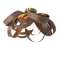 Tom Raffield Skipper Small Semi Flush Ceiling Light, Dia.46cm, Walnut, Walnut