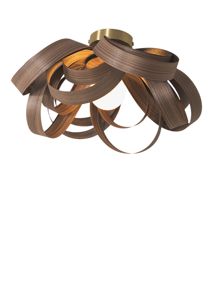 Tom Raffield Skipper Small Semi Flush Ceiling Light, Dia.46cm, Walnut, Walnut