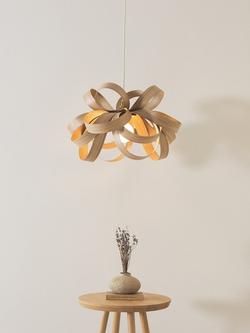 Tom Raffield Skipper Small Pendant Ceiling Light, Dia.46cm, Oak - view 2, Oak