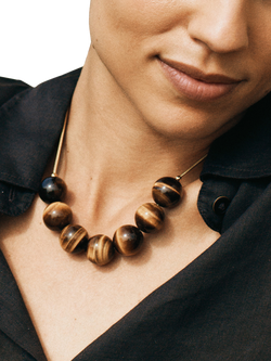 EDBLAD Aura Beaded Necklace, Gold Tigers Eye - view 2, Gold Tigers Eye