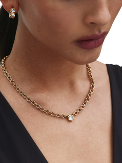EDBLAD Ocean Gem Chunky Chain Crystal Necklace, Gold - view 2, Gold