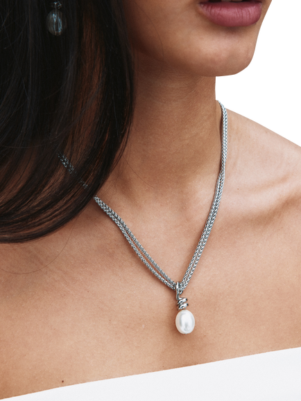 EDBLAD Swivel Pearl Necklace, Steel - view 2, Steel