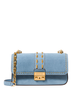 Michael Kors Tribeca Small Studded Suede Shoulder Bag, Chambray