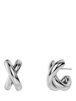 EDBLAD Alexa Small Crossover Hoop Earrings, Silver, Silver