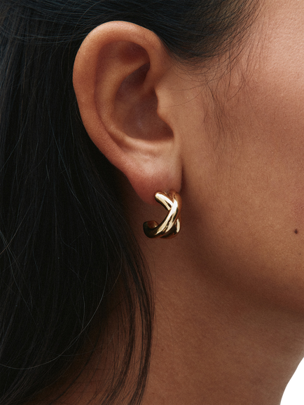 EDBLAD Alexa Large Crossover Hoop Earrings, Gold - view 2, Gold