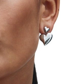 EDBLAD Amorina Large Heart Stud Earrings - view 2, Steel