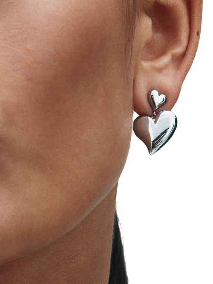 EDBLAD Amorina Large Heart Stud Earrings - view 2, Steel