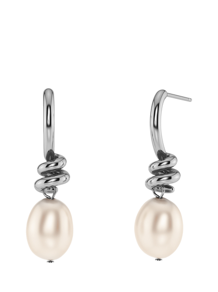 EDBLAD Swivel Pearl Drop Earrings, Steel, Steel