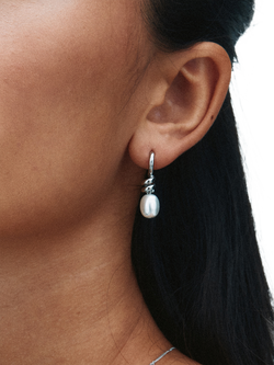 EDBLAD Swivel Pearl Drop Earrings, Steel - view 2, Steel